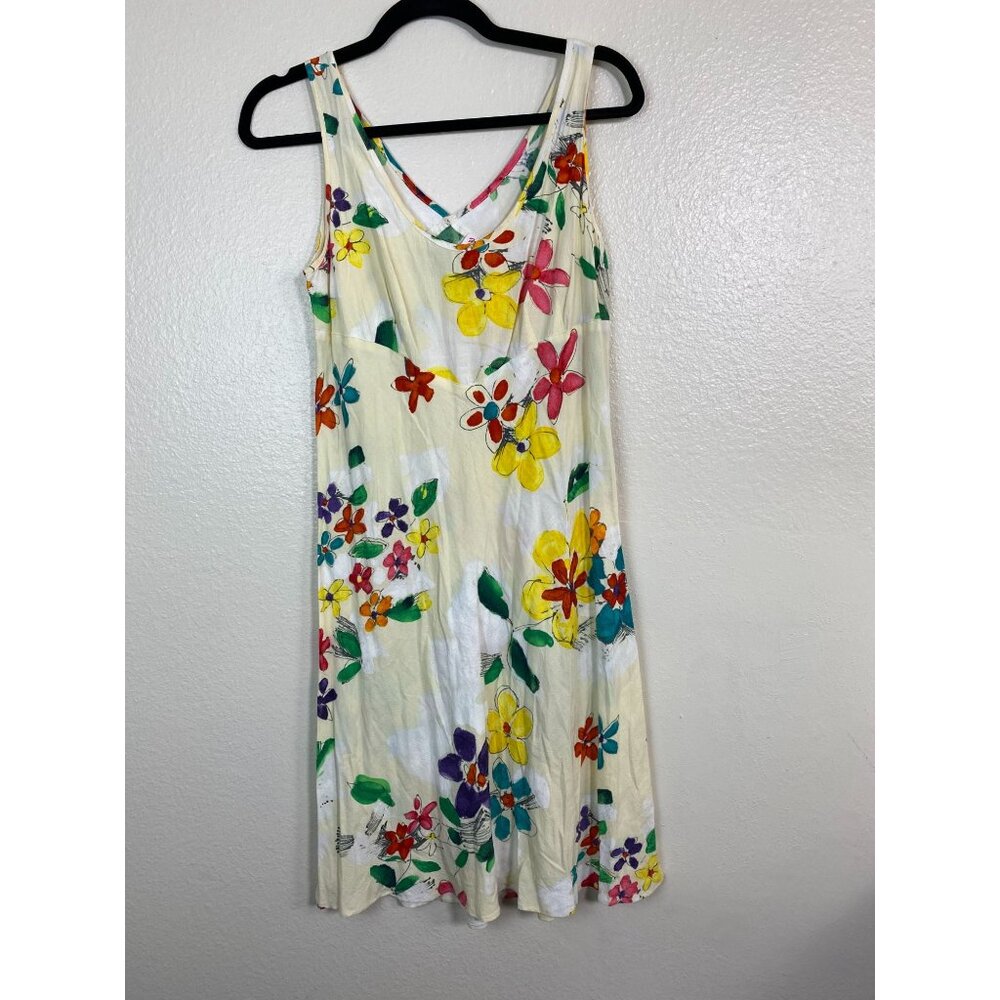 Jams World Hula Moon Floral Sleeveless Midi Dress size Small Sundress Boho Flowy